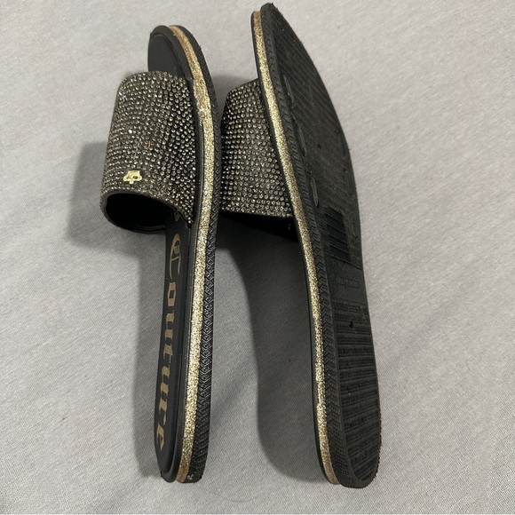 Juicy Couture size 10 black rhinestone slides, sandals, sparkle, party, summer - Picture 8 of 11